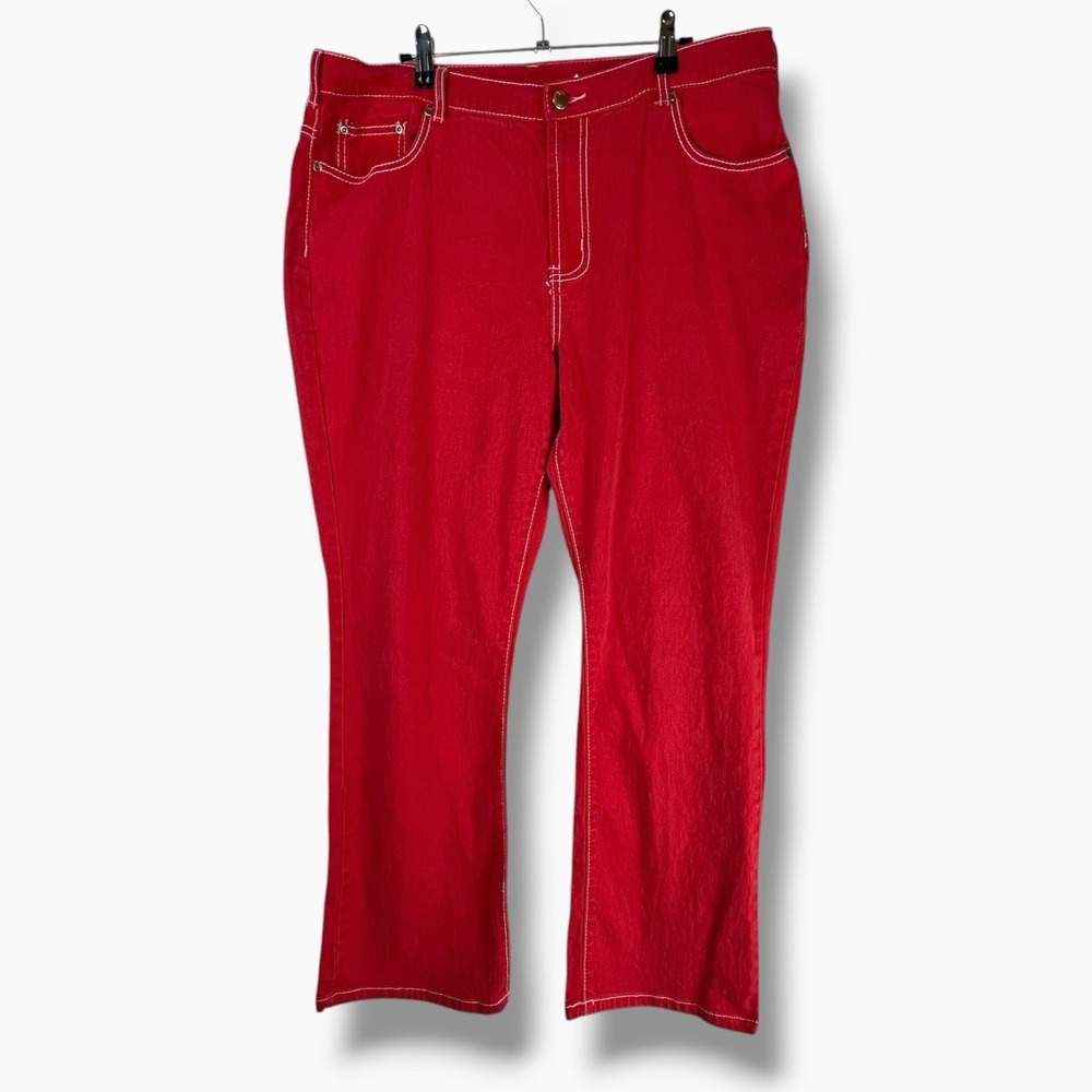 Vintage Y2K Diane Gilman DG2 Cherry Red Stretch Jeans 18 W Straight